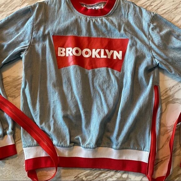Limited Edition DFBK Defend Brooklyn Denim Crewneck w Zippers RARE - Picture 14 of 16